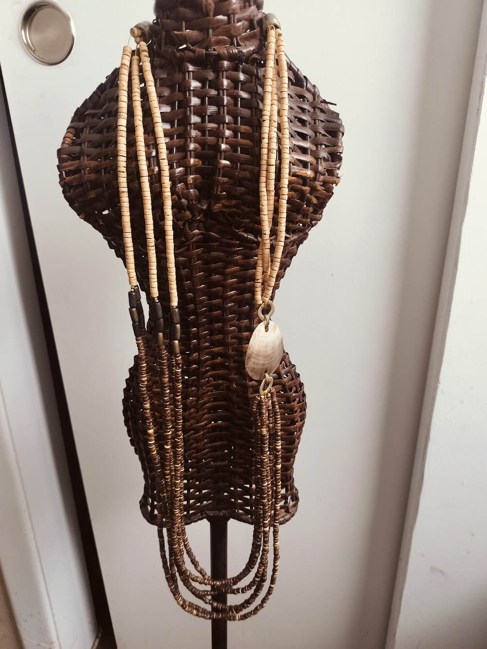 Chico's Brown and Natural Beaded Layered Necklace